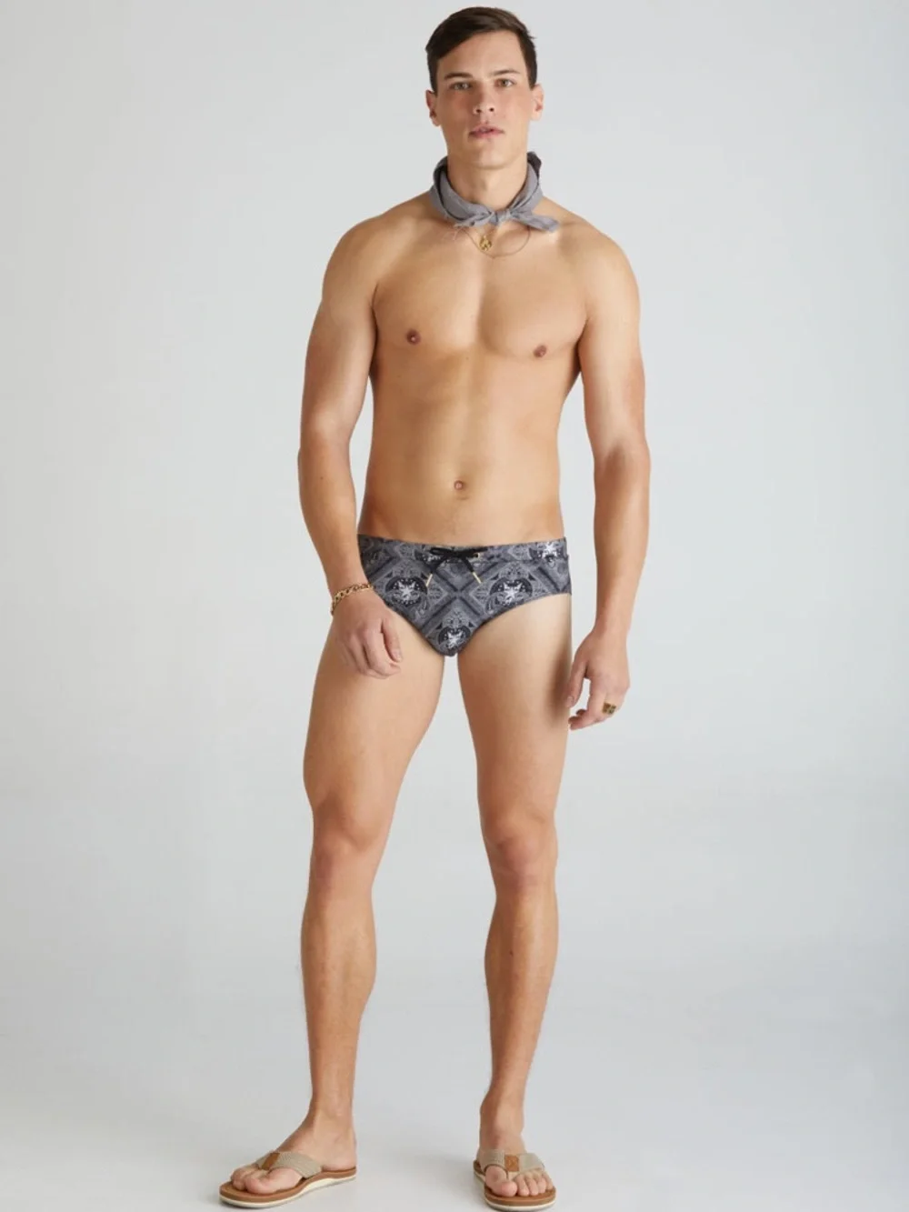 Aqua Blu Multi Imperial Racer Briefs Size M